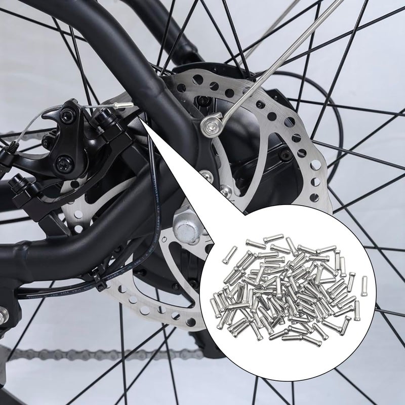 CKANDAY 100 Pcs Bike Cable End Caps, Silver Cable End Crimps, Derailleur Cable Tips, Bike Brake Cable End Tips, Alloy Bicycle Wire End Caps, Brake Tips Shifter for Road Mountain Bicycle - Image 5